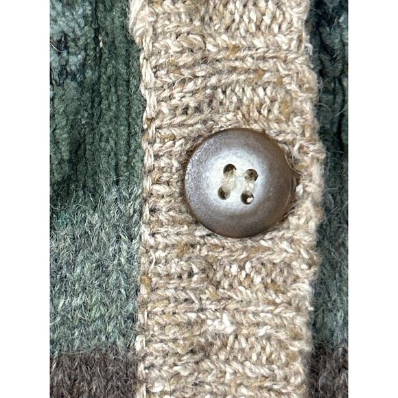 VTG Sweater Vest Large Wool Silk Striped Neutral Christmas Trees Robert Scott - Picture 3 of 7